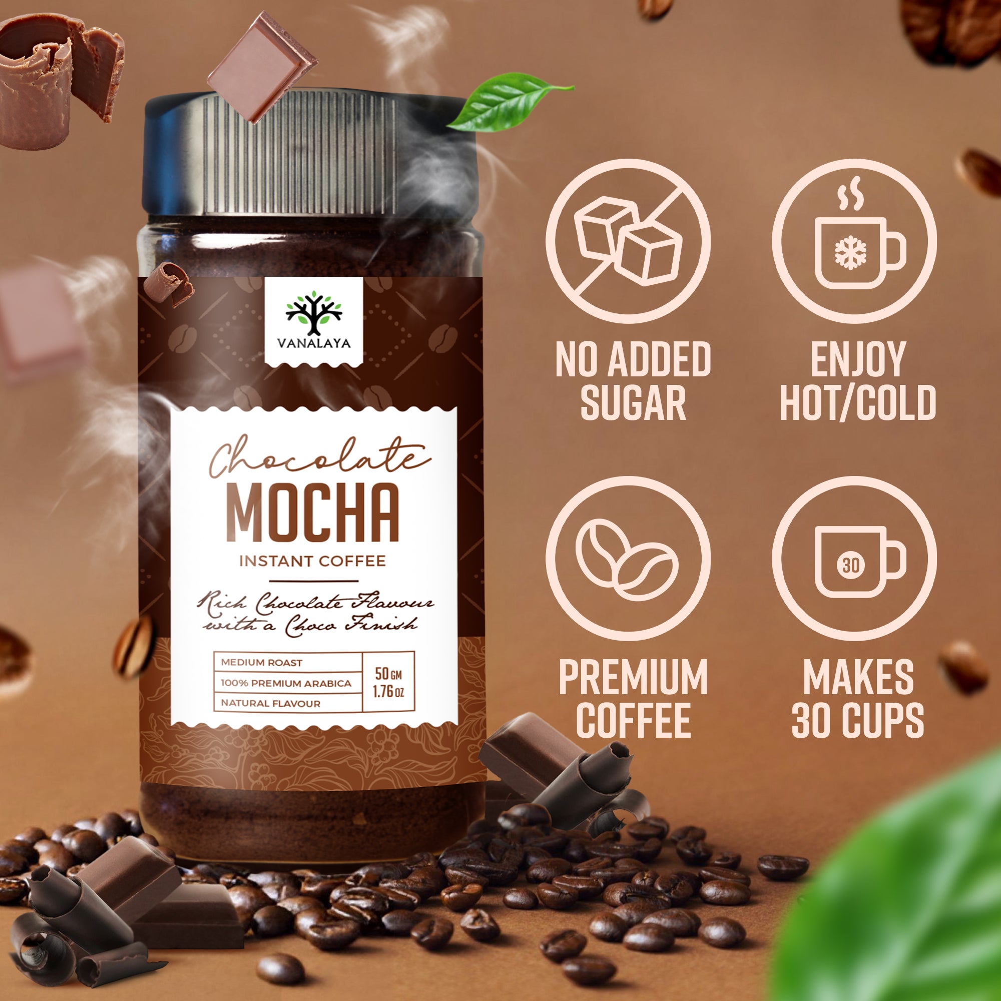 Chocolate Mocha Instant Coffee | Rich & Smooth | Vanalaya