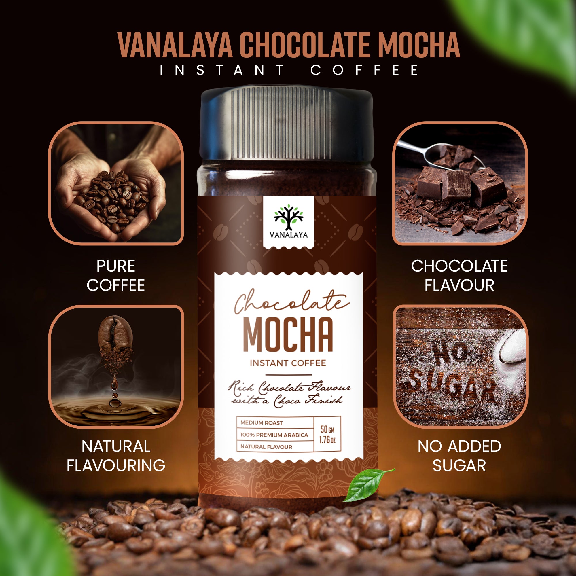 Chocolate Mocha Instant Coffee | Rich & Smooth | Vanalaya